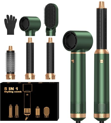 5 in 1 Blow Dryer Brush, Upgrade Hair Dryer Brush Set Negative Ion Air Styler Curling Wrap Air Curler, Hot Air Brush Curling Iron Hair Styling Tools As A Gift for Straight/Curl/Dry/Smooth