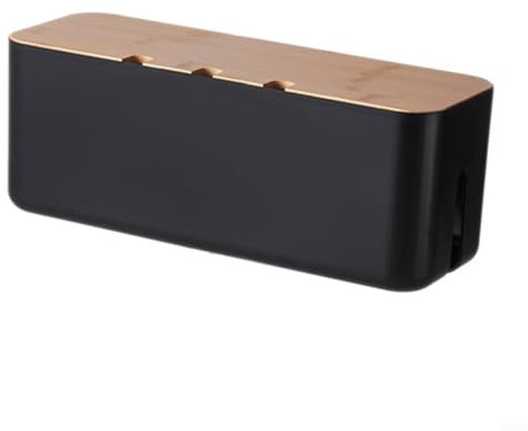 Floweringbeter Boîte de rangement de câbles avec couvercle pour cacher les câbles désordonnés - Boîte de rangement pour multiprise avec ports de câble (noir)