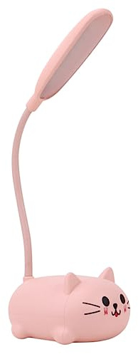 BAZEITFLOW Lampada Da Scrivania a Forma Di Gatto Rosa Lampada Kawaii Led Per Cameretta Ragazze Compatta Regolabile 360° Ricarica Usb Luce Da Notte e Lettura Per Bambini