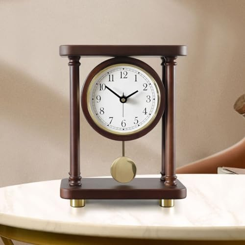CKHSYZQ Horloge de cheminée rétro for Salon, Horloge de Table Vintage en Bois avec Pendule, for Salon, Bureau, Maison, sans tic-tac