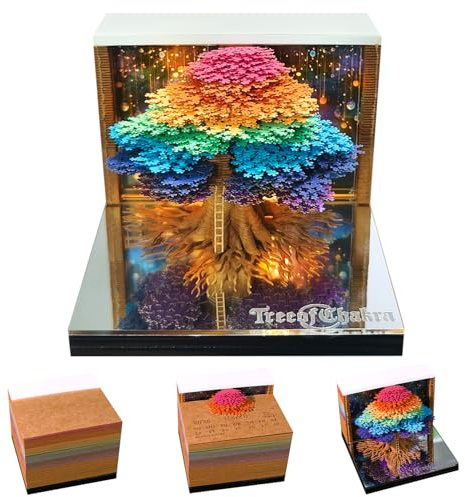Calendario da Scrivania 2026 da Staccare 3D, Blocco Note per Scultura Carta Albero della Vita con LED, Calendario da Tavolo per Regalo di Natale - Agenda Settimanale, Decorazione (Albero Cosmico)