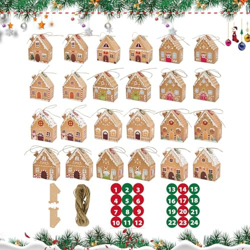 Boîtes à bonbons de Noël | Boîte à chocolat de Noël 24 pièces - Biscuits d'hiver Conteneurs à friandises au chocolat | Pour fournitures de fête de Noël