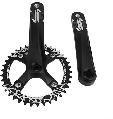 Yuanpgky Juego de bielas cuadradas para bicicletas de una sola velocidad 104BCD, brazos de manivela de aleación de 170 mm con plato ancho estrecho 32T/34T/36T/38T, compatible con 8/9/10/11 velocidades