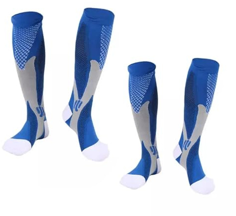 Yunrui CNAMZ Nursiv, Calze Nursiv Calze a Compressione Graduata 20-30mmHg, Zero Compressione sulle Dita per Gambe Gonfie, Vene Varicose e Lavoratori in Piedi (IT, Testo, L, XL, Regular, Regular, Blu)