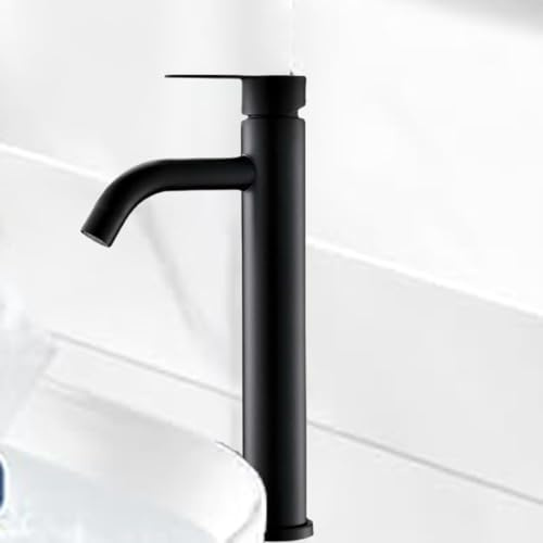 FUBESK Rubinetto miscelatore per lavabo in acciaio inox, 34 x 18 x 55 cm, con comando a leva singola, aeratore a nido d'ape, tubi dell'acqua fredda inclusi
