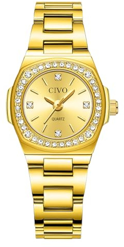 CIVO Montre Femme Acier Inoxydable: Petite Quartz Analogique avec Diamants Étanche - Conçu pour Poignets Menus - Idéal pour Bureau & Affaires