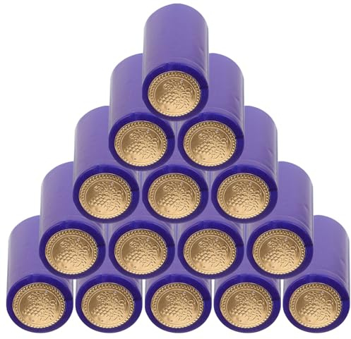 Veemoon Lot de 50 Capsules Thermorétractables en Plastique Bleu pour Bouteilles de Vin Diamètre 33 MM Films Rétractables pour Scellage Hermétique et Conservation Longue Durée du Vin