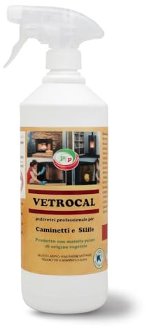 Pip Vetrocal Detergente per Vetri di Caminetti e Stufe, Formula Vegetale Naturale, Flacone Spray 1 Litro