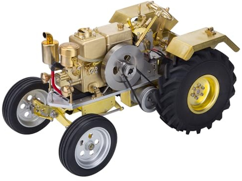 Steam Engine Model Kit That Works, Retro Horizontal Water-cooled Single-cylinder Gasoline Engine Roller Tractor with 3-Speed Transmission, Science Experiment & Physics Educational Kit for Adults