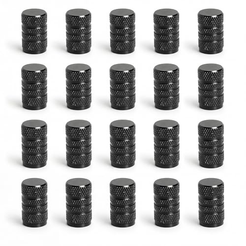 20 Piezas Tapones Válvula Aluminio Negro para Coche – Tapas Válvulas Neumáticos Tapones de Válvula Auto Válvula Schrader Universales para Coche Moto Bicicleta Protección Duradera
