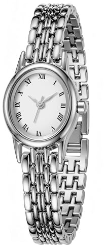 CIVO Montre Femme Vintage Ovale: Petite Analogique avec Chiffres Romains | Montre en Acier Inoxydable Dorée et Argent Élégante pour Poignets Fins - Cadeau Chic pour Anniversaire et Saint-Valentin