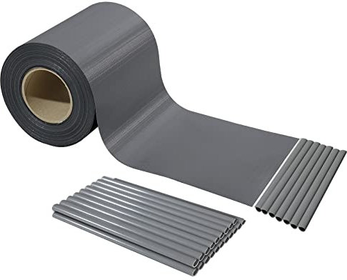 CCLIFE Tiras Privacidad PVC Valla Privacidad Jardin 19cm x 35m/50m Rollo de Valla Opaca Anti-UV Resistente a la Intemperie y Anti-desvanecimiento Protección contra el Viento con Clips de fijación