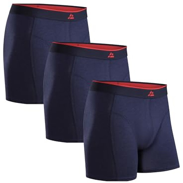DANISH ENDURANCE Boxer Bambou Homme, Calecon Homme Ultra Doux et Respirant, Lot de 3, Bleu Marine, L