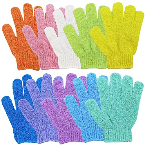 Guanti Esfolianti,10 Pezzi Guanti Da Bagno Esfolianti Guanto Esfoliante Corpo,Per Doccia, Spa, Massaggi e Rimozione Delle Cellule Morte(10 Colori)