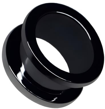 Flesh Tunnel, piercing in acciaio inox 316L, 4 – 25 mm, con filettatura in acciaio inox 316L, colore nero