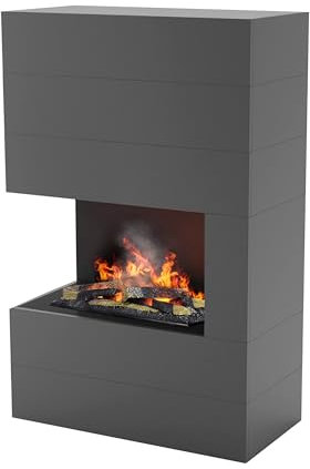 GLOW FIRE Tucholsky Left Corner Elektrokamin mit Knistereffekt|Opti Myst 600 mit Holzdeck|3D Wasserdampf Kamin, Elektrischer Kamin mit Fernbedienung, Regelbarer Flammeneffekt, Schwarz