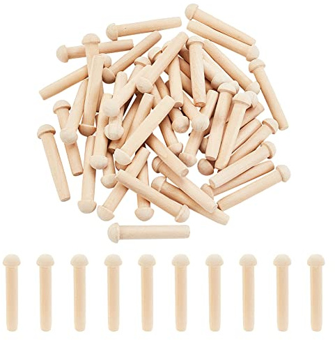 OLYCRAFT 50Pcs Mini clavija de madera del eje 47mm sin terminar clavija de madera en blanco seta clavija de madera se adapta a 8mm agujero de la rueda de madera para bricolaje suministros