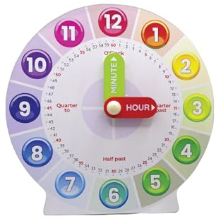 Interactive Educational Teaching Clock - Learn Time Easily, Durable Design for Kids with moveable arms, Engaging Hands-On Learning Tool, Perfect for Classroom & Home Use