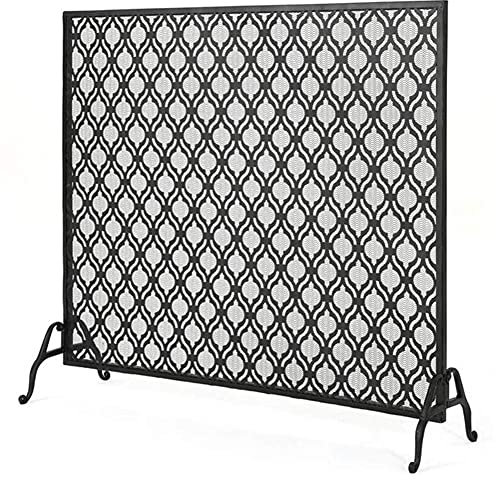 Kaminschutzgitter, schwarz, große Feuerschutzgitter, Funkenschutzgitter, babysicherer Kaminzaun aus Eisen mit Stützbein, für Herd/Gasfeuer/Holzverbrennung (Größe: 99 x 27 x 89 cm) (99 x 11 x 88 cm)