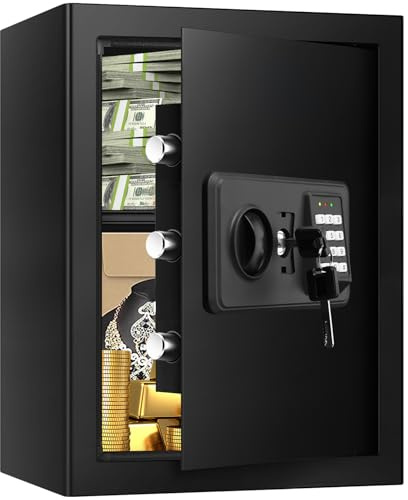 3.3 Cubic Large Fireproof Safes for Home Use, Digital Home Security Safe Box Fireproof Waterproof with Electronic Keypad and Spare Keys, Anti-theft Fire Document Safe for Money Medicine Valuables