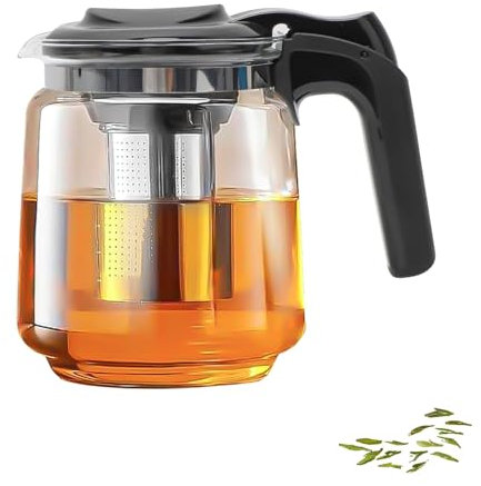 CEWROM Teekanne Glas, 1.5 Liter Hitzebeständig Glasteekanne mit Deckel und Edelstahl Siebaufsatz,Borosilikatglas Teeservice mit Herausnehmbarer Teesieb,Teapot für losen Tee Kaffee,Spülmaschinenfest