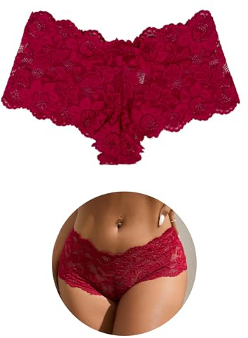 sunshinelady French Knickers Plus Size Floral Lace Panties for Women | Brazilian Briefs Hipster Knickers with Cotton Soft Crotch Stretchy Cheeky Underwear UK 10-24