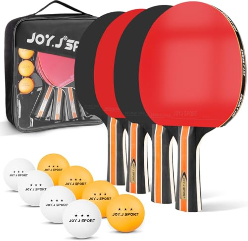 Table Tennis Bats and Balls Set, Portable Table Tennis Paddles with Balls, Professional Ping Pong Set for 2 or 4 Players with Portable Bag