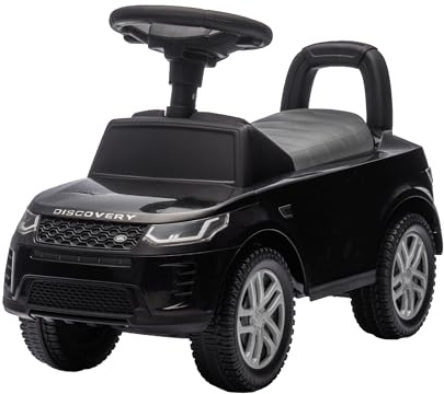 Baroni Toys Land Rover Ride-On, Voiture à Pousser pour Enfants de 1 à 4 Ans, Feux LED, Sons Réalistes, Roues Antidérapantes, Compartiment de Rangement, Anti-renversement 65,5x28x39 cm Noire