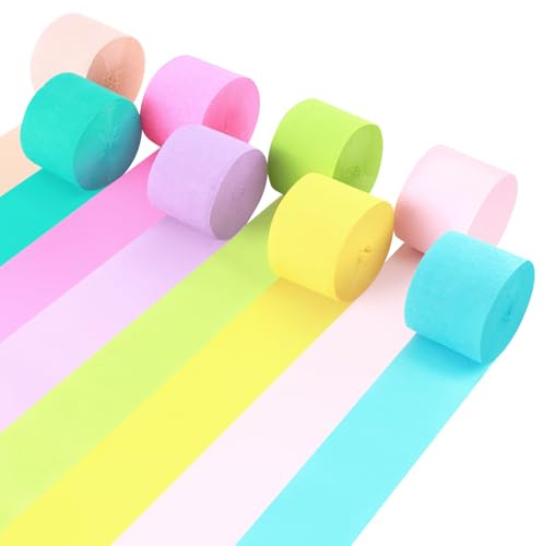 8 Rollos Papel Crepé Colores Serpentinas de papel crepé Arcoíris Cinta