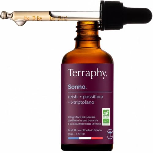 TERRAPHY - Cure Sommeil 30 jours Champignons Adaptogènes - Reishi, Passiflore & L-Tryptophane - Sommeil Réparateur et Nuit Paisible - Formule Liquide Bio Ultra Efficace