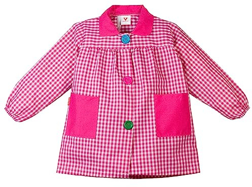KLOTTZ - Grembiule a quadretti per asilo e scuola, per bambine, fucsia, 1 anni