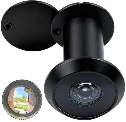 Earl Diamond - Peep Holes for Door, Solid Brass 200-Degree Door Viewer Peephole with Heavy Duty Rotating Privacy Cover for1-3/8 to 2-1/6 Doors Doors for Home Office Hotel, Black