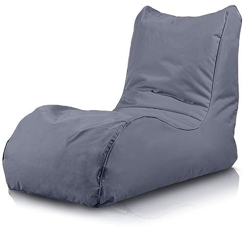 Bepouf - Poltrona Chaise Longue in Poliestere con Imbottitura in Palline di Polistirolo, Poltrona Adatta per Camera, Salotto e Esterni - Dimensione 110x80, Colore Grigio