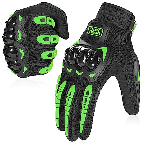 COFIT Motorcycle Gloves for Men and Women, Full Finger Touchscreen Motorbike Gloves for BMX ATV MTB Riding, Road Racing, Cycling, Climbing - Green XXL