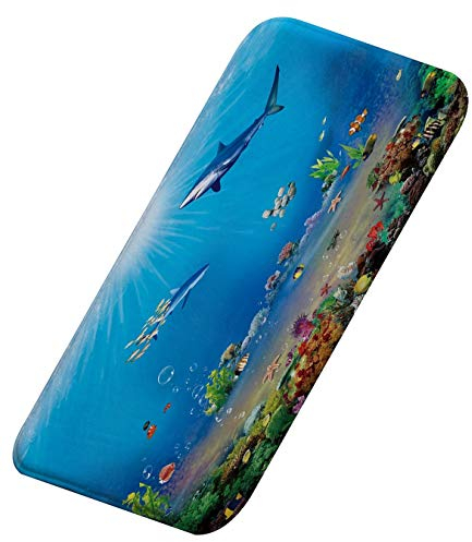 A.Monamour rutschfest Saugfähig Waschbar Badematte Unterwasserhai Fisch Koralle Meereslebewesen Blauen Ozean Weich Flanell Badezimmerteppich Badteppich Badvorleger Badewanne Dusche Duschvorleger