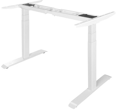 Fromann Dual Motor Electric Standing Desk Frame 3 Tier Legs Height Adjustable Handset with USB A+ C Ports Sit Stand up Desk Base for Home and Office (White)