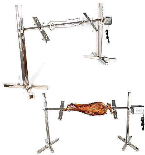 SHZICMY BBQ Kit de Rôtissoire Électrique, en Acier Inoxydable, Tournebroche avec Moteur pour rôtisserie feu de Camp Camping, 30 kg