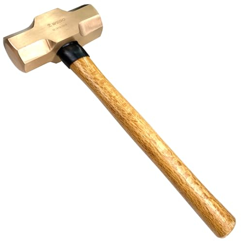 WEDO Vorschlaghammer,Nicht funkelnd Fäustel mit Holzstiel,Kopf 3000g,Berylliumkupfer Abbruchhammer,korrosionsbeständig,Länge 700mm,Nicht magnetisch Stemmhamme,BAM- und FM-Zertifikat