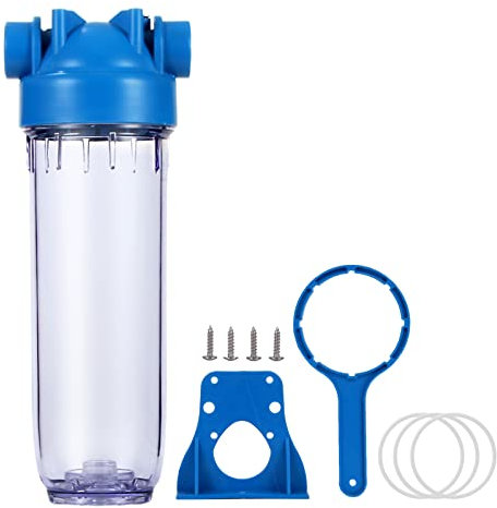 Geekpure Carcasa de filtro transparente de 10 pulgadas para toda la casa - Puerto de latón BSP de 3/4 - Apto para filtros de 2,5 x 10