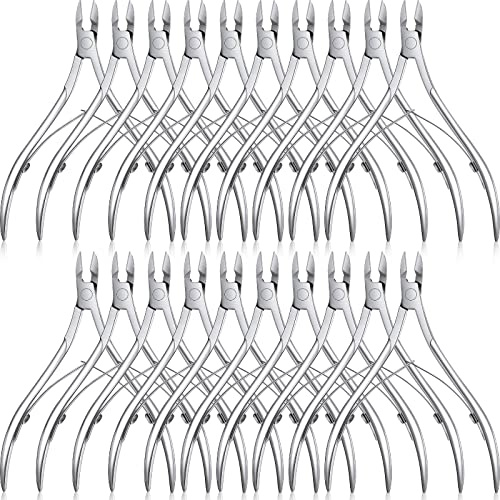 Chumia 20 Pcs Cuticle Trimmer Stainless Steel Cuticle Nippers, Nail Edge Cutter Clippers Dead Skin Trimmer Pointed Pedicure Manicure Nipper Remover Care Tools Bulk for Fingernails Toenails(Silver)