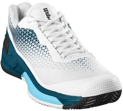 WILSON Rush Pro 4.0 Clay Men's Tennis Shoe - White/Blue Coral/Blue Atoll, Size 7 US
