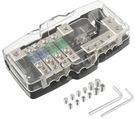 SIGANDG KFZ Verteilerblock 4-Wege Mini Sicherungshalter mit roter Kontrollleuchte