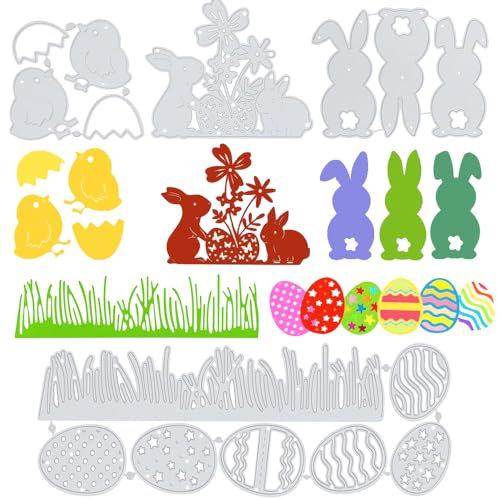 4 Stück Stanzschablone Ostern,Stanzschablonen Schachteln,Schneiden Schablonen Osterhase Ostereier,Ostern Prägeschablonen Stanzformen,Für Papiergestaltung,Kartengestaltung, Scrapbooking Und Vieles Mehr