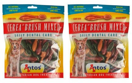 Antos Cerea Brush Mixed Dental Care – Mini Vegetable Toothbrush Dog Treats - Dog Natural Dental Health Refill Pack