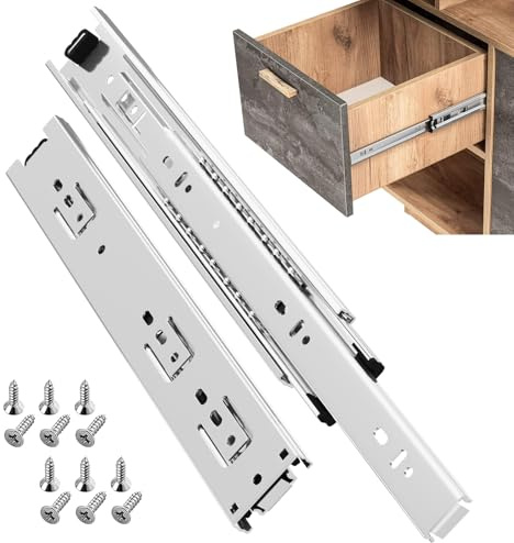 ToBeGreat 1 Paar Schubladenschienen Vollauszug 200mm Schubladenführungen Küchenschrank Kugelauszug Mit 45 kg Tragkraft Schienen Schubladen Schienensystem (Silber-1 Paar, 350 mm)