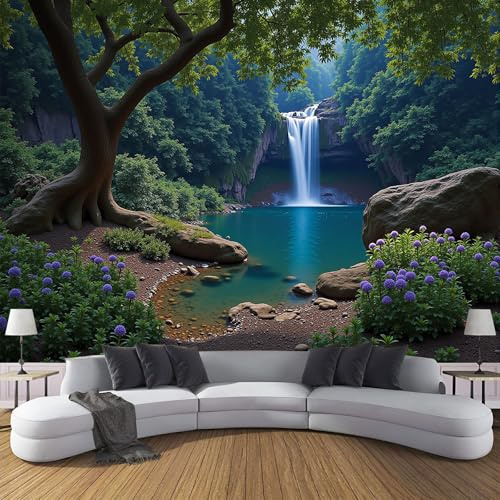 Muralo - Carta da paratis 3D in seta, effetto 3D, carta da parati per soggiorno, camera da letto, carta da parati fotografica, Bellezza naturale Cascata thailandese, 300 x 210 cm