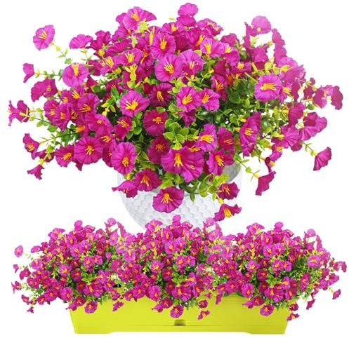 Wennala 9 Ramos de Flores Artificiales para Balcón,Que Parecen Reales,Ramo de Flores Artificiales Resistente A Los Rayos UV,Decoración con Flores Artificiales para Interiores Exteriores Y Balcón