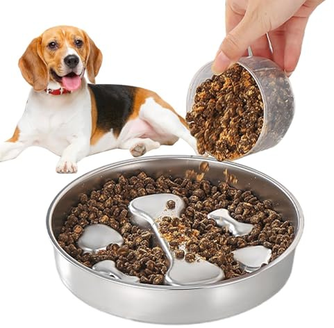 per cani in acciaio , antiscivolo, double-face, per mangiare lentamente, per arricchire la noia, stimolazione mentale, mangiare sano cucciolo di taglia piccola, media e grande