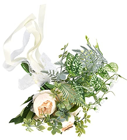Cocoarm Brud Som Håller Blommor, Handbukett med Sidenblommor Konstgjorda Blommor för Bröllopsfotorekvisita, Böjbar och Trimmbar Konstblommande Dekor för Brudar Bröllop Scener Vardagsrum (Champagne)