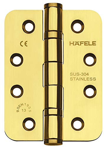 JUVA Türscharnier Edelstahl PVD Messing poliert Aufschraubband Startec DHB3221 für ungefälzte Innentüren | Tragkraft bis 120 kg | Aufschraubscharnier für Holztüren | 1 Stück - Scharnier mit Schrauben